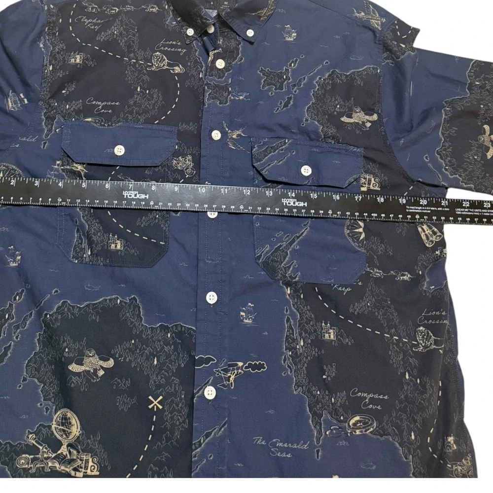 Banana Republic Heritage Map Print Button Down Shirt Mens Medium All Over Chart